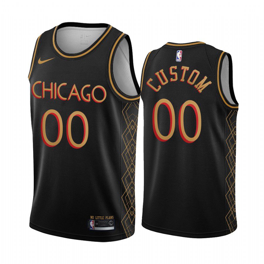 Men Chicago Bulls #00 custom black motor city edition no little plans 2020 nba jersey->customized nba jersey->Custom Jersey